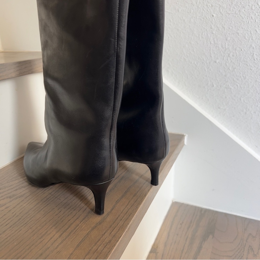 NWOB Free People Kiki Kitten Heel Leather Boots in Black - Picture 7 of 10